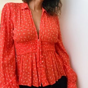 Free People fit and flare Floral blouse size S
